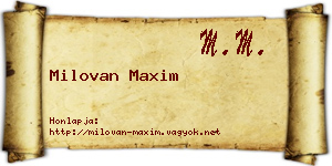 Milovan Maxim névjegykártya